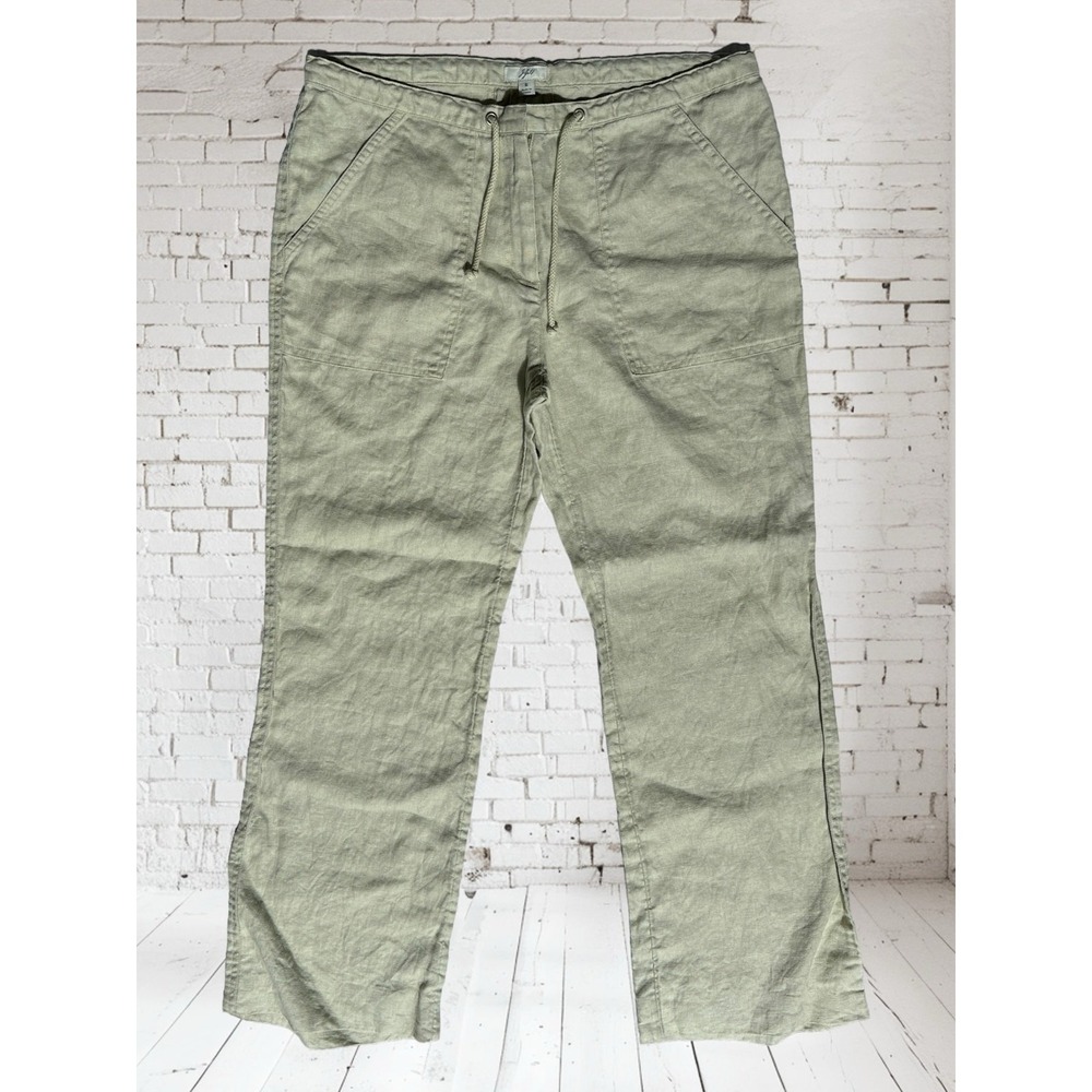 100% Linen J.Jill Womens Relaxed Trouser Pants Biege Pants Size 6